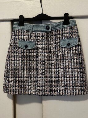 Morgan tweed skirt with jeans elements